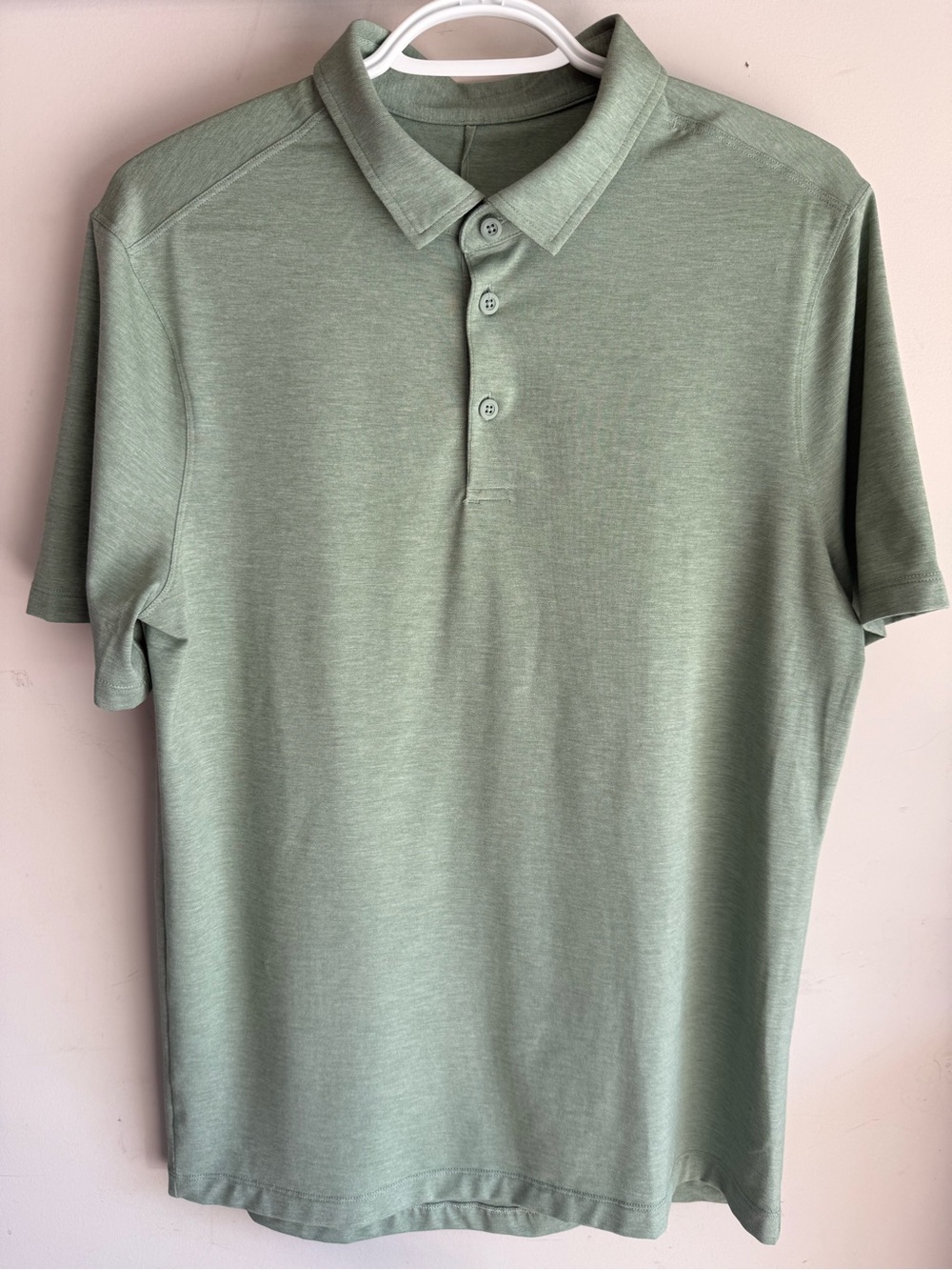 Lululemon Men’s Polo Shirt Medium Sage Green Heathered Slim Fit